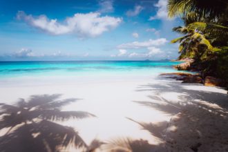 Idyllic perfect tropical dream beach. Powdery white sand, crystal-clear water, summertime vacation