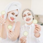 Morning skin care routine, family spa day.