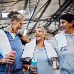 Sports, fitness and health with senior women for training, support and motivation. Retirement, well